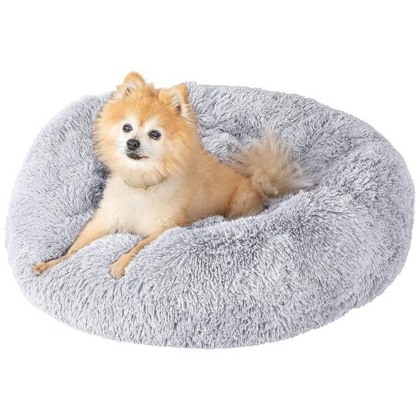 Pet Comfort Faux Fur Donut Bed for Small Medium and Large Pets with Orthopedic Support