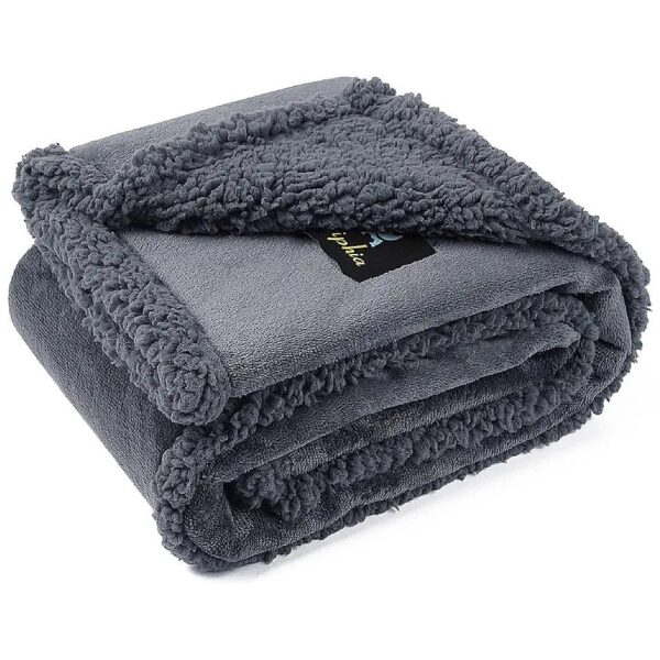 Pet Comfort Sherpa Fleece Waterproof Blanket for Small Medium Large Dogs Cats Dark Gray