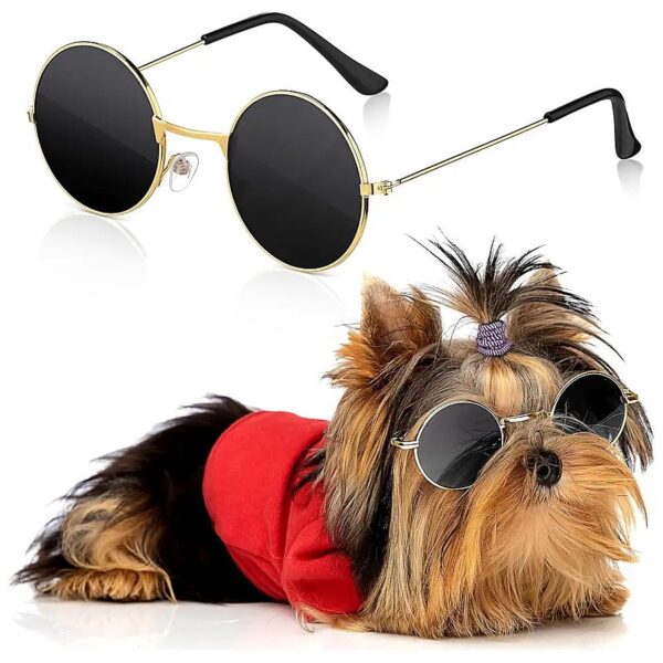 Pet Costume Accessory Dog Sunglasses with Metal Frame and Resin Lens for Retro Style