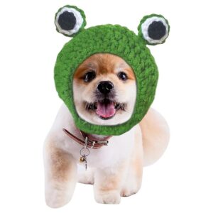 Pet Costume Hat Frog Headband Cap for Small Cats and Puppies