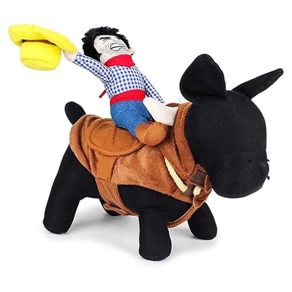 Pet Costume for Christmas Horse Riding Cowboy Suit with Money Bag for Dogs and Cats