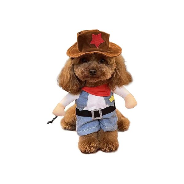 Pet Costume for Small Dog or Cat with Detachable Cowboy Hat and Velcro Size Adjuster