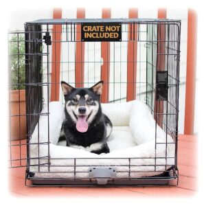 Pet Crate Bed with Bolster, Plush Fleece Crate Mat for Medium-Sized Dogs and Kennels