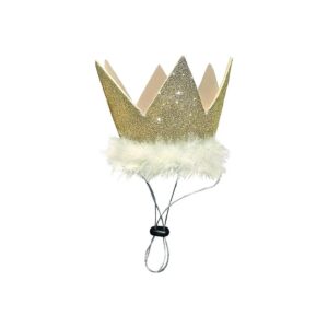 Pet Crown for Small Dogs and Cats, Gold, Adjustable, and Padded, Super Soft Fabric