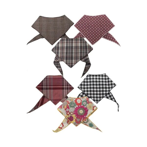 Pet Dog Cotton Triangle Bib Scarf 6 Pack Various Designs Lightweight Medium Size