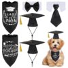 Pet Dog Graduation Bandana Caps with Adjustable Neckties for Small Dogs and Cats