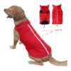 Pet Dog Jacket Vest for Medium Large Dogs Waterproof 2 Layer Polyester Fleece Lined Red L