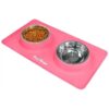 Pet Essentials Dog Bowls and Mat Set for Convenient Mealtime for Dogs and Cats