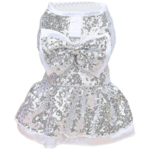 Pet Fashion Glitter Dress with Bow Decor for Dogs and Cats