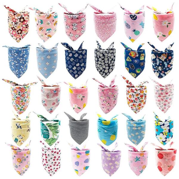 Pet Fashion Small Dog Bandanas Bulk Pack Cotton Yarn Scarves and Triangle Bibs