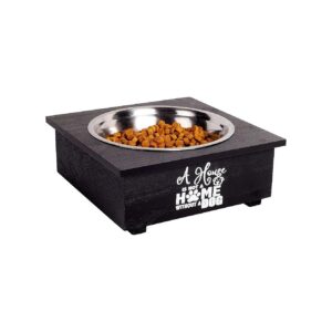 Pet Feeding Bowl with Stand for All Dogs and Cats, Made of Stainless Steel and Bamboo