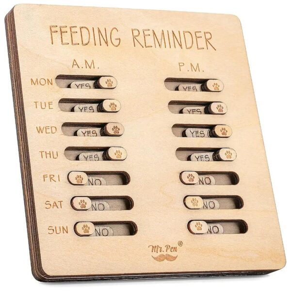 Pet Feeding Reminder with Clear-Forecast Feeding Schedule and Wooden Construction