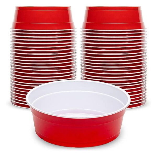 Pet Food Bowls with Red Cup Design for Dogs and Cats, Durable and Functional