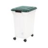 Pet Food Storage Bin with Attachable Wheels and Clear/Green Body