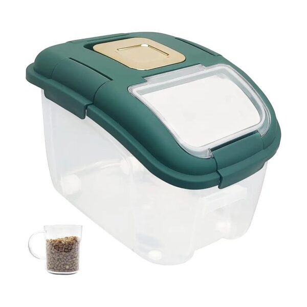 Pet Food Storage Container with Measuring Cup and Pour Spout for Easy Serving