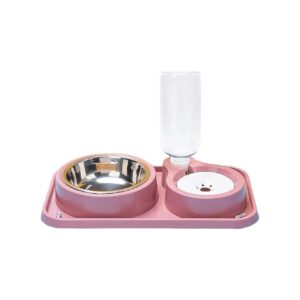 Pet Food and Water Bowl Set with Gravity Dispenser and Stainless Steel Bowls for Dogs