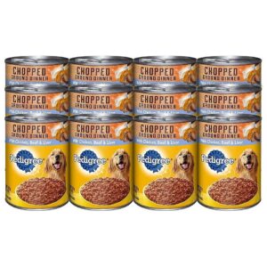 Pet Food for Adult Dogs with Chopped Ground Texture and Beef Chicken and Liver Flavors