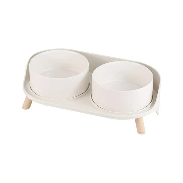 Pet-Friendly Dog Bowl Set with Ceramic Bowls and Non-Slip Stand