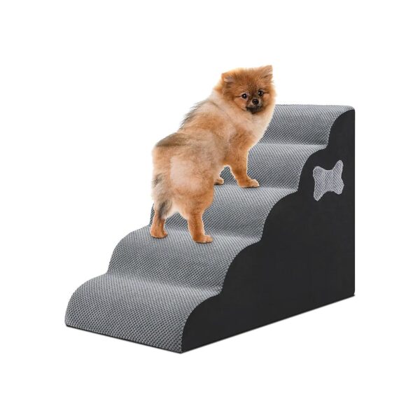 Pet Friendly Dog Stairs with 5 Steps and High-Density Foam for Small Dogs and Cats