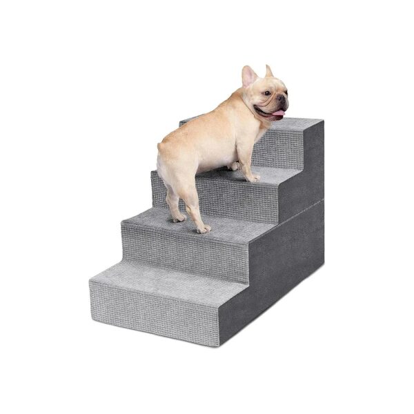 Pet-Friendly High Bed and Couch Dog Steps, Compact 4-Step Foam Dog Stairs for Small Dogs