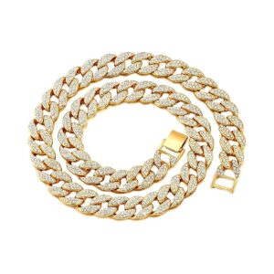 Pet Gold Chain Collar with Diamond Cuban Link for Small Medium Large Dogs Cats