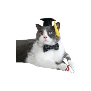 Pet Graduation Caps with Bow Tie Necktie for Small Dogs and Cats (5-20LBS)