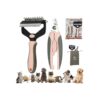 Pet Grooming Accessories for Cats and Dogs with Deshedding Brush and Nail Clippers