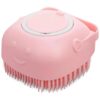 Pet Grooming Brush for Dog and Cat Bath with Soft Silicone Bristle and Non Slip Handle