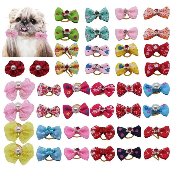 Pet Grooming Hair Bows Topknot Rubber Bands for Fashionable Dogs