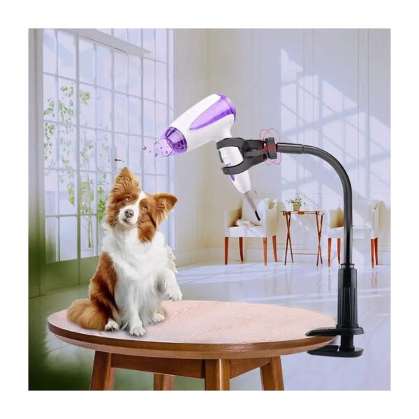 Pet Grooming Hair Dryer Holder with Unique Aluminum Alloy Design and Clamp Mount