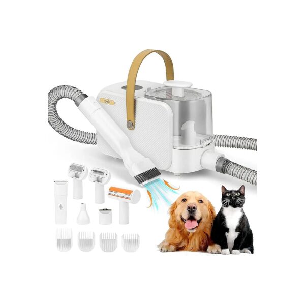 Pet Grooming Kit with Vacuum Suction, Clippers, and Brushes for Dogs and Cats