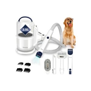 Pet Grooming Vacuum with Dog Clippers, Deshedding Tool, and 5L Large Capacity Container