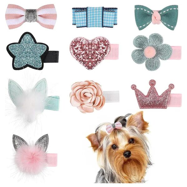 Pet Hair Bow Clips for Girls and Puppies with Cute and Attractive Designs