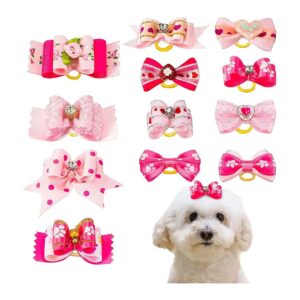 Pet Hair Bow Knots with Rhinestones for Small Medium Large Dogs and Cats