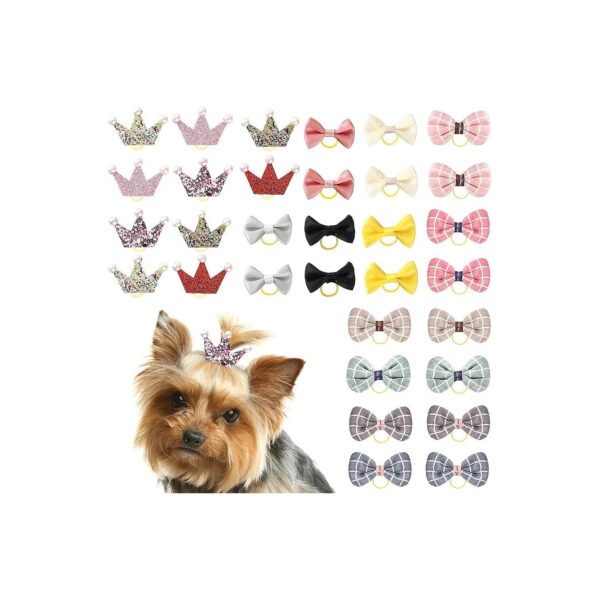 Pet Hair Bows with 32 Pieces in Various Styles and Colors for Small Dogs