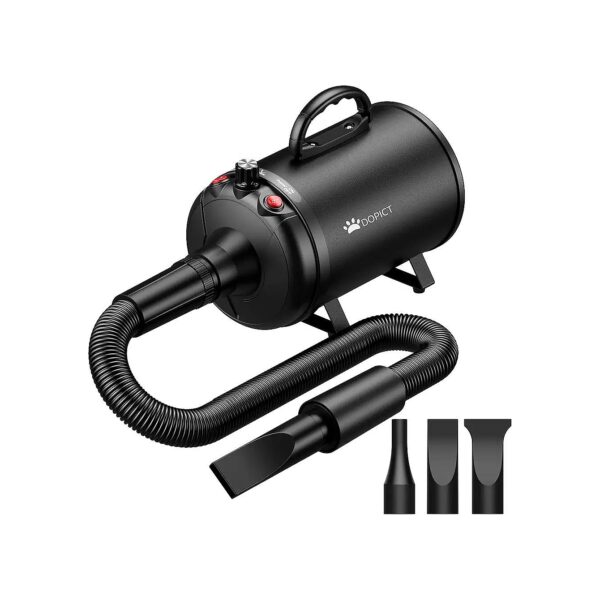 Pet Hair Dryer with 3 Nozzles and Flexible Spring Hose for Precise Drying