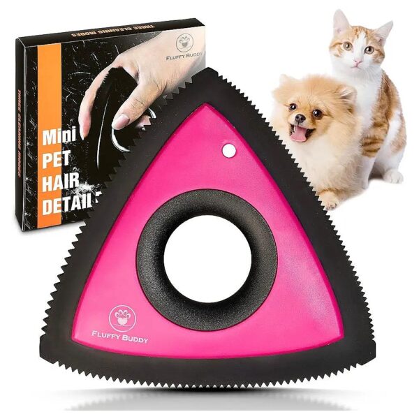 Pet Hair Remover Triangle for Embedded Fur on Dogs and Cats Soft Rubber Handle