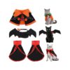 Pet Halloween Party Costume with Adjustable Black and Orange Bat Wings and Pumpkin Cape