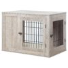 Pet House for Medium Dogs - Weathered Grey Furniture Style with Ventilation and Soft Bed