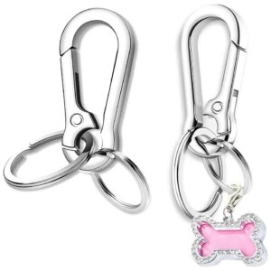 Pet ID Tag and Clip Set with 2 Stainless Steel Quick Clips and Bone Shape ID Tag