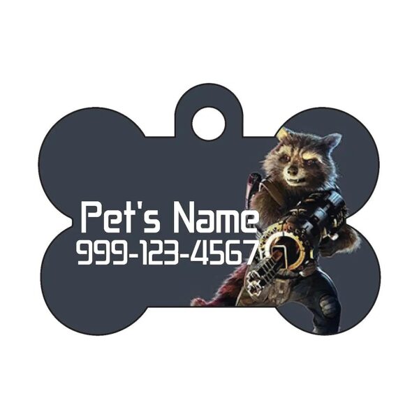 Pet ID Tag with Rocket Raccoon Graphics and Your Pet's Information