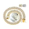 Pet Jewelry Gold Dog Chain Collar with Diamond Cuban Link Design Buckle