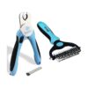 Pet Nail Clippers and Dematting Comb with Safety Guard for Dogs and Cats