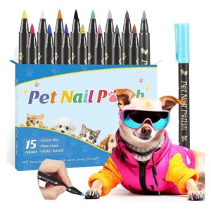 Pet Nail Polish Pens for Quick Dry Dog Nails in 15 Colors