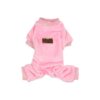 Pet Pajamas for Small Dogs and Cats, Velour Pink Fleece Jumpsuit for Everyday Wear