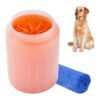 Pet Paw Cleaner and Grooming Brush for Small Medium and Large Dogs in Orange