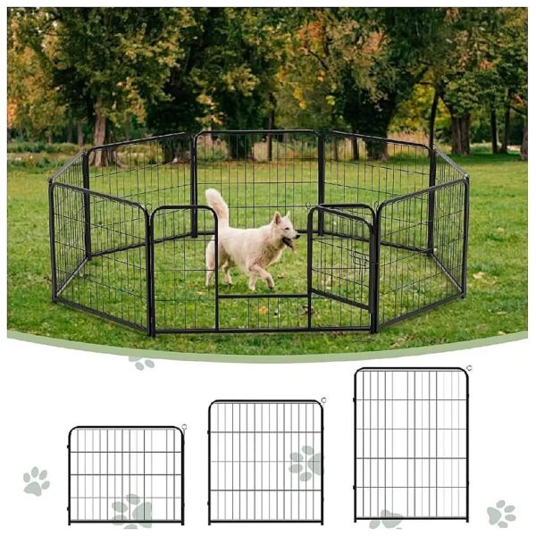 Pet Playpen with 8 Panels and 3 Heights for Indoor and Outdoor Pet Containment