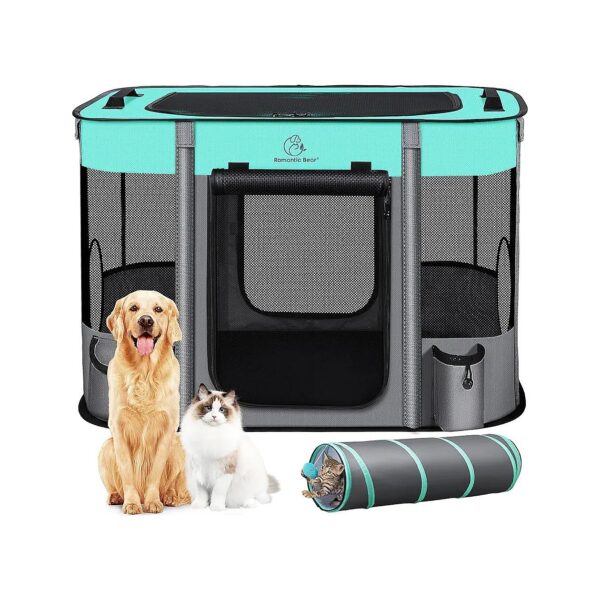 Pet Playpen with Pop-Up Design and Detachable Tunnel for Easy Setup and Portable Travel