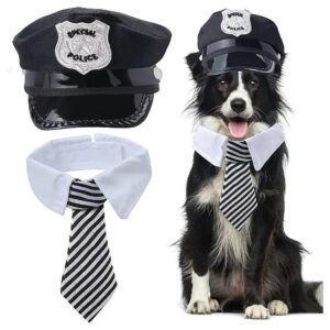 Pet Police Hat and Necktie Costume Accessory Set for Dog and Cat Play and Role Play