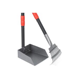 Pet Poop Disposal Equipment with Long-Reach Rake and Tray